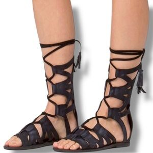 Free People Black Gladiator Sandals Size 8